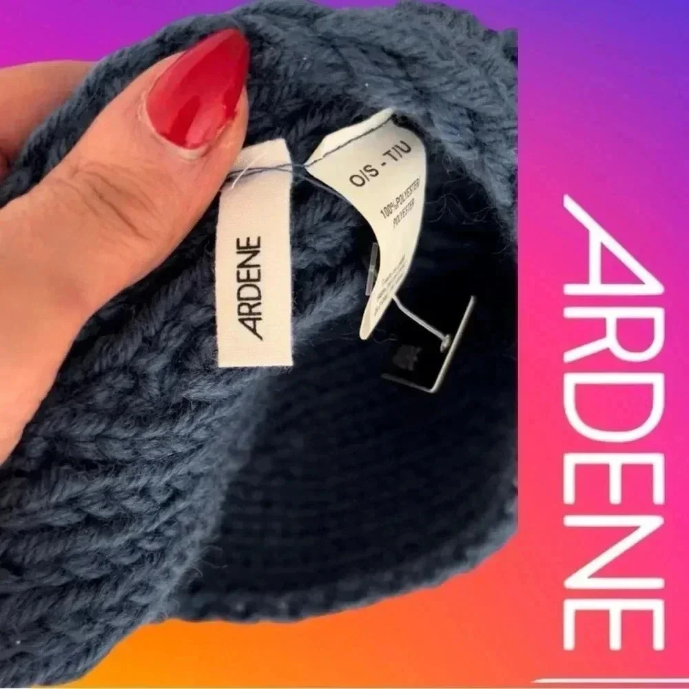 🆕ARDENE Navy Head and Ear warmer with bottom  and flower detail - Picture 7 of 7